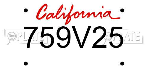 759V25 California License Plate