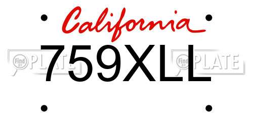 759XLL California License Plate
