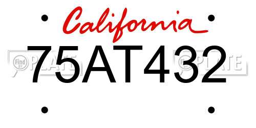 75AT432 California License Plate