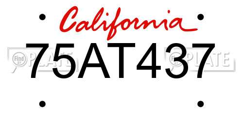 75AT437 California License Plate