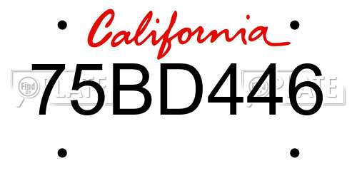 75BD446 California License Plate