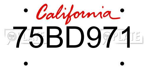 75BD971 California License Plate