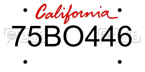 75BO446 California License Plate
