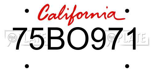 75BO971 California License Plate