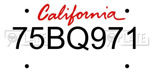 75BQ971 California License Plate