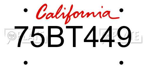 75BT449 California License Plate