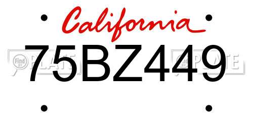 75BZ449 California License Plate