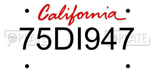 75DI947 California License Plate