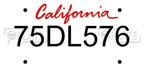 75DL576 California License Plate
