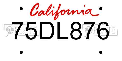 75DL876 California License Plate