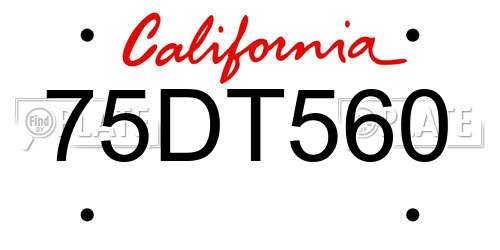 75DT560 California License Plate