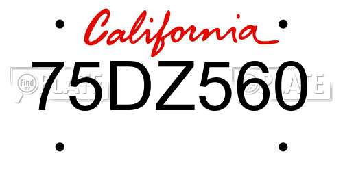 75DZ560 California License Plate