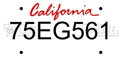75EG561 California License Plate