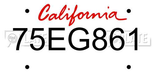 75EG861 California License Plate