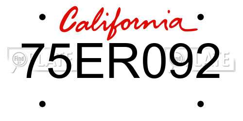 75ER092 California License Plate