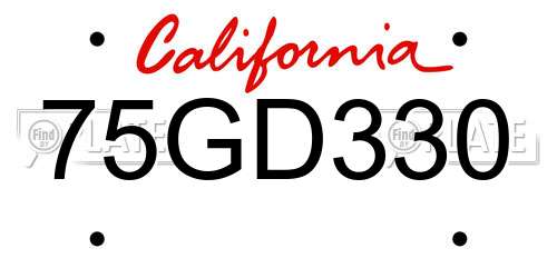 75GD330 California License Plate