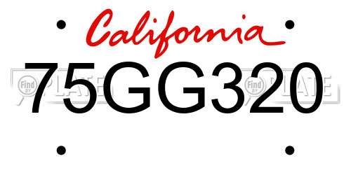 75GG320 California License Plate