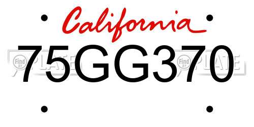 75GG370 California License Plate