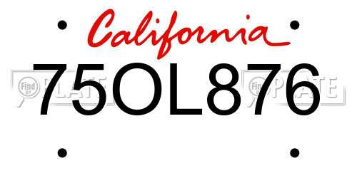 75OL876 California License Plate