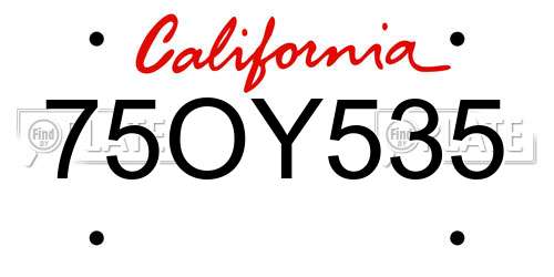 75OY535 California License Plate
