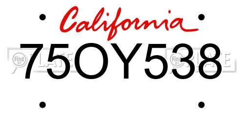 75OY538 California License Plate
