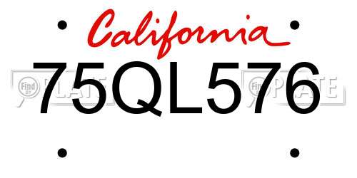 75QL576 California License Plate