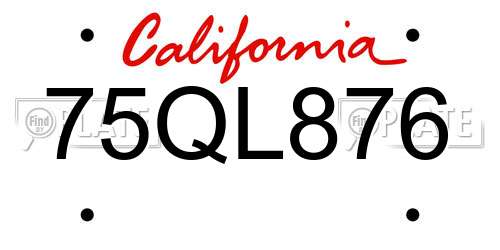75QL876 California License Plate