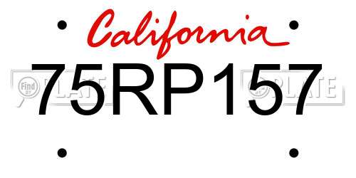 75RP157 California License Plate