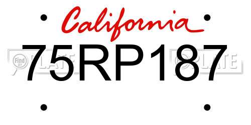75RP187 California License Plate