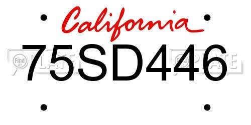 75SD446 California License Plate