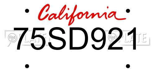 75SD921 California License Plate