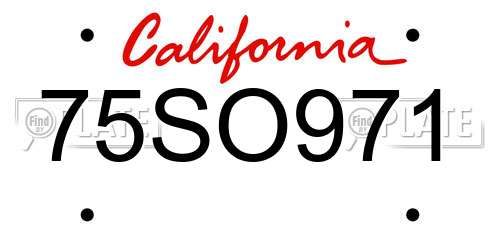 75SO971 California License Plate