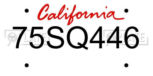 75SQ446 California License Plate