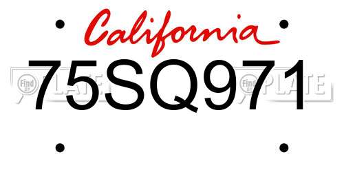 75SQ971 California License Plate