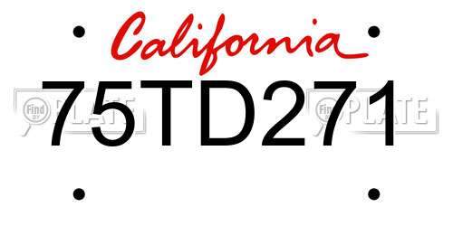 75TD271 California License Plate