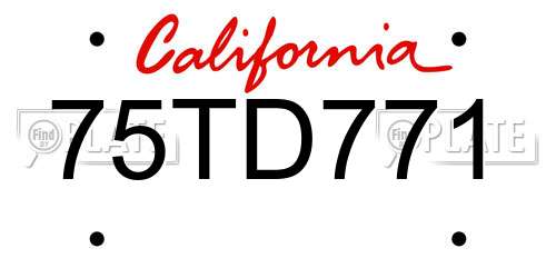 75TD771 California License Plate