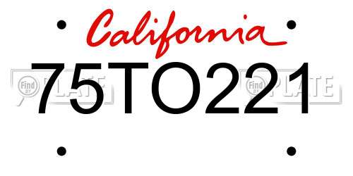 75TO221 California License Plate