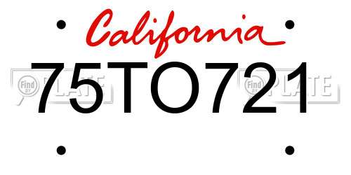 75TO721 California License Plate