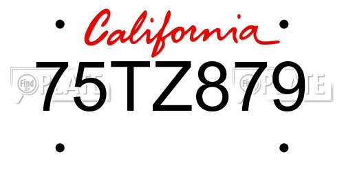75TZ879 California License Plate