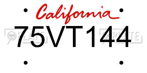 75VT144 California License Plate