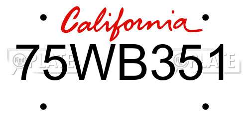 75WB351 California License Plate