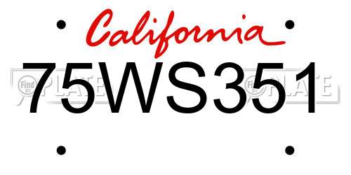 75WS351 California License Plate