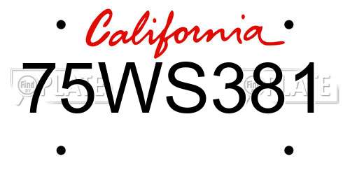 75WS381 California License Plate