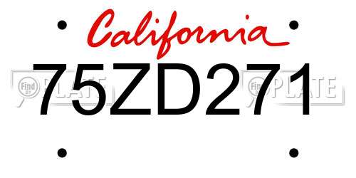 75ZD271 California License Plate