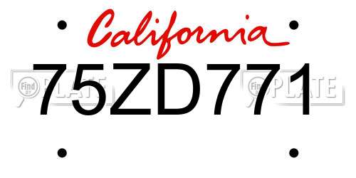 75ZD771 California License Plate