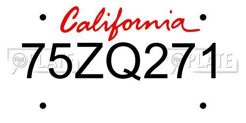 75ZQ271 California License Plate