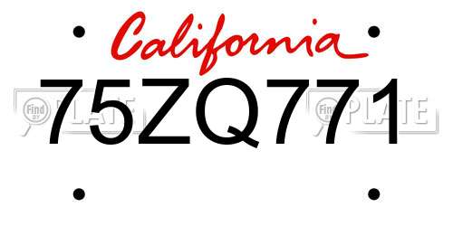 75ZQ771 California License Plate