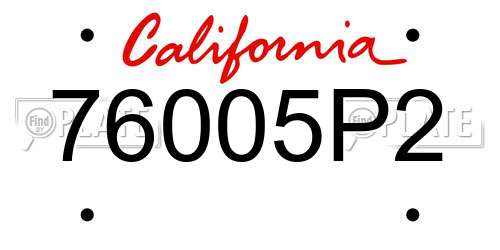 76005P2 California License Plate