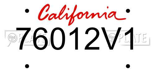 76012V1 California License Plate