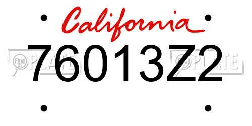 76013Z2 California License Plate